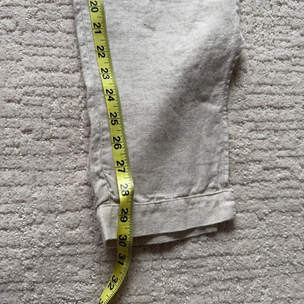 Reformation Oatmeal Beige 100% Linen Pleated High Rise Tapered Pants Size 4